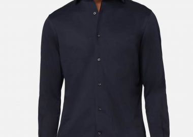 Boggi Milano ανδρικό πουκάμισο μονόχρωμο Regular Fit - BO21C004104 Μπλε Σκούρο - BOGGI MILANO - 
