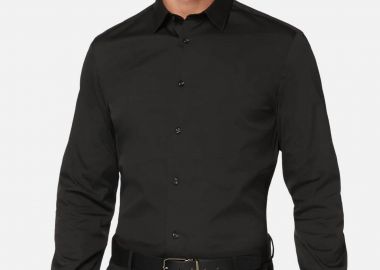 Boggi Milano ανδρικό πουκάμισο μονόχρωμο Slim Fit - BO22C009803 Μαύρο - BOGGI MILANO - 