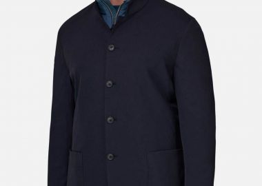 Boggi Milano ανδρικό σακάκι με Nehru γιακά Regular Fit - BO26P060501 Μπλε Navy - BOGGI MILANO - 