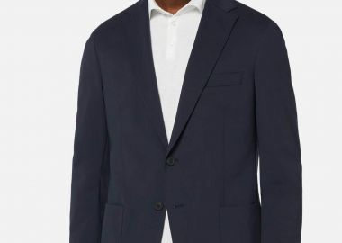 Boggi Milano ανδρικό σακάκι μονόχρωμο ελαστικό Regular Fit - BO20C005501 Μπλε Σκούρο - BOGGI MILANO - 