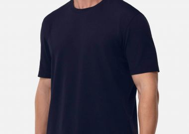 Boggi Milano ανδρικό T-shirt πικέ μονόχρωμο Regular Fit - BO25P004302 Μπλε Σκούρο - BOGGI MILANO - 