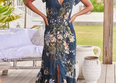 bohemian floral φόρεμα Indigo Dream - PerfectDress.gr - 