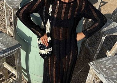 bohemian καλοκαιρινό φόρεμα παραλίας Delos μαύρο - PerfectDress.gr - 