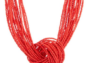 bohemian κολιέ με κόμπο Massai κοραλί - PerfectDress.gr - 