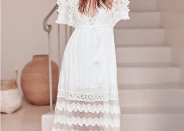 bohemian luxe λευκό bridal φόρεμα Divina - PerfectDress.gr - 