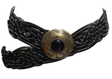 bohemian πλεκτή δερματίνη ζώνη Debbie black - PerfectDress.gr - 