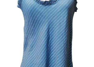 boho bias cut ριγέ denim top - PerfectDress.gr - 