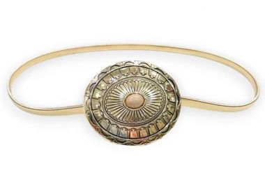 boho chic ελαστική χρυσή ζώνη Stacy εκρού - PerfectDress.gr - 