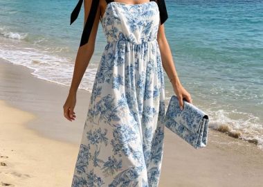 boho chic φόρεμα Porcelain σιέλ - PerfectDress.gr - 