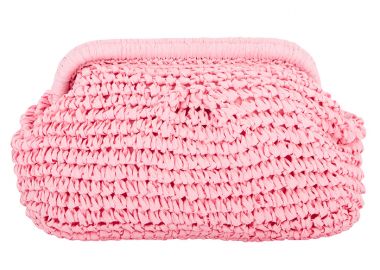 boho chic πλεκτό τσαντάκι ροζ - PerfectDress.gr - 