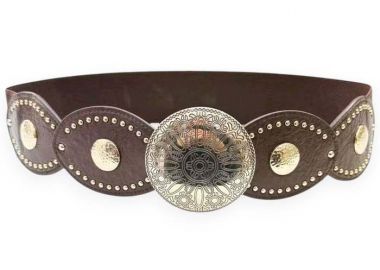 boho δερματίνη ελαστική ζώνη Bonnie καφέ - PerfectDress.gr - 