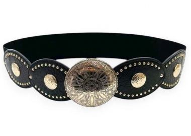 boho δερματίνη ελαστική ζώνη Bonnie μαύρο - PerfectDress.gr - 