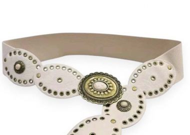 boho δερματίνη ελαστική ζώνη Phoenix λευκό - PerfectDress.gr - 