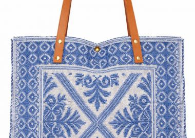 boho καλοκαιρινή υφαντή τσάντα Tunise μπλε ρουά - PerfectDress.gr - 