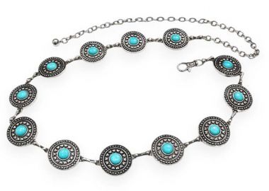 boho μεταλλική ζώνη αλυσίδα Jamie ασημί - PerfectDress.gr - 