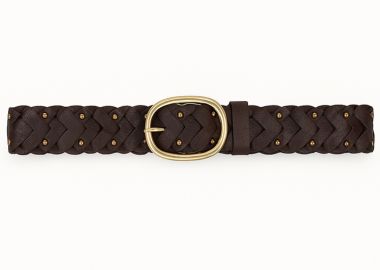 boho πλεκτή ζωνη με τρουκ Memphis καφέ - PerfectDress.gr - 