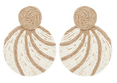 boho ψάθινα σκουλαρίκια Island λευκό - PerfectDress.gr - 