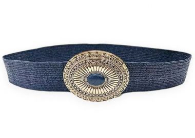 boho ψάθινη ελαστική ζώνη Kimberly μπλε - PerfectDress.gr - 