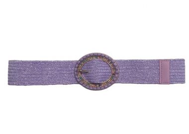 boho ψάθινη ζώνη Panama purple - PerfectDress.gr - 