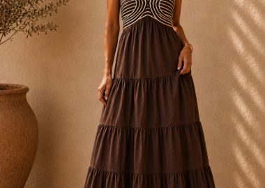 boho queen φόρεμα Hemera καφέ - PerfectDress.gr - 