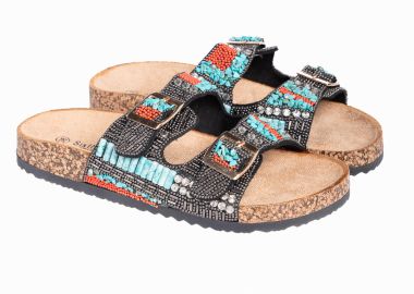 Boho σανδάλια flatform με χάντρες - Μαύρο - Issue - 