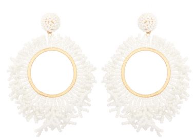 boho σκουλαρίκια κρίκοι Reef λευκό - PerfectDress.gr - 