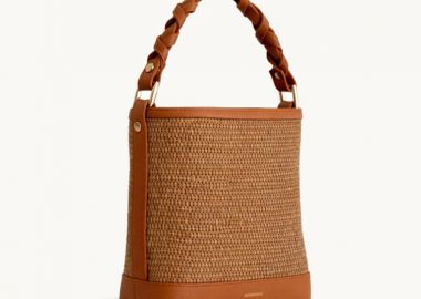 Bonendis Bucket in Raffia & Tabac Leather Πούρου - Bonendis - 