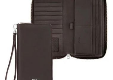 BOSS Πορτοφόλι Ταξιδίου από δέρμα Brown HLL503Y - Boss Accessories - 