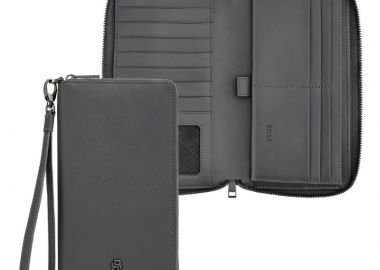 BOSS Πορτοφόλι Ταξιδίου από δέρμα Grey HLL526H - Boss Accessories - 