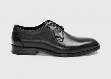 Boss Shoes ανδρικά δερμάτινα παπούτσια - D7733 POINT Μαύρο - BOSS SHOES - 