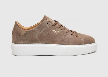 Boss Shoes ανδρικά δερμάτινα sneakers με λογότυπο - D5720 SUEDE Μπεζ - BOSS SHOES - 