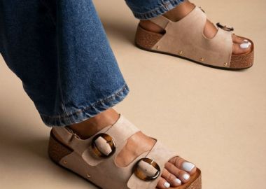 BOTEGGA 22 Flatform σανδάλια με αγκράφα - OM221-25 - Taupe Σουέτ - BOTEGGA 22 - 