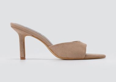 BOTEGGA 22 Mules με λεπτό τακούνι και φαρδιά φάσα - BOT19 - Beige Suede - BOTEGGA 22 - 