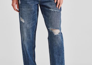 Boyfriend fit τζιν παντελόνι με φθορές - FUNKY BUDDHA - 