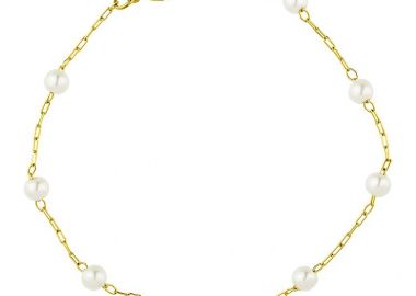 Βραχιόλι Αλυσίδα Από Ανοξείδωτο Ατσάλι Επιχρυσωμένο Μαργαριτάρια TA29487 17cm - AMOR AMOR - 