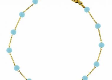 Βραχιόλι Αλυσίδα Ποδιού Ροζάριο Από Ανοξείδωτο Ατσάλι Επιχρυσωμένο 24K TA25366 - AMOR AMOR - 