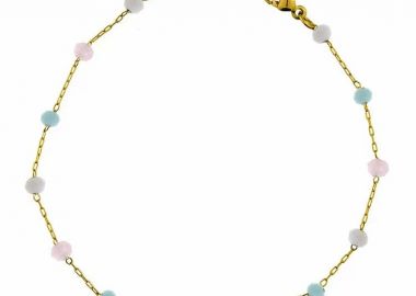 Βραχιόλι Αλυσίδα Ποδιού Ροζάριο Από Ανοξείδωτο Ατσάλι Επιχρυσωμένο 24K TA25369 - AMOR AMOR - 