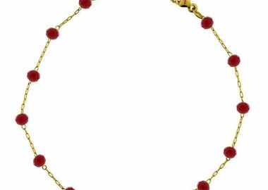 Βραχιόλι Αλυσίδα Ποδιού Ροζάριο Από Ανοξείδωτο Ατσάλι Επιχρυσωμένο 24K TA25370 - AMOR AMOR - 