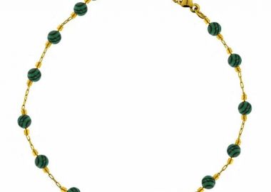 Βραχιόλι Αλυσίδα Ροζάριο Από Ανοξείδωτο Ατσάλι Επιχρυσωμένο Με Ημιπολύτιμο Λίθο Μαλαχίτη TA22524 21cm - AMOR AMOR - 