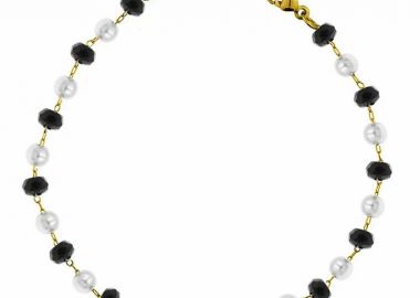 Βραχιόλι Αλυσίδα Ροζάριο Από Ανοξείδωτο Ατσάλι Επιχρυσωμένο Με Μαργαριτάρια TA22520 14cm - AMOR AMOR - 