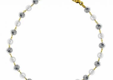 Βραχιόλι Αλυσίδα Ροζάριο Από Ανοξείδωτο Ατσάλι Επιχρυσωμένο Με Μαργαριτάρια TA22522 20cm - AMOR AMOR - 