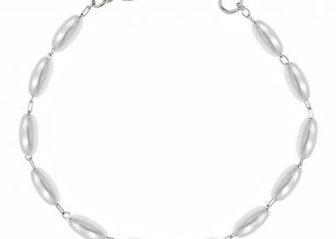 Βραχιόλι Αλυσίδα Ροζάριο Από Ανοξείδωτο Ατσάλι Με Μαργαριτάρια AA29600 20cm - AMOR AMOR - 