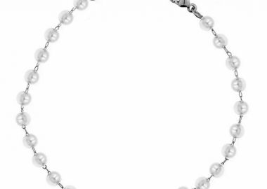 Βραχιόλι Αλυσίδα Ροζάριο Από Ανοξείδωτο Ατσάλι Με Μαργαριτάρια MI25471 - AMOR AMOR - 