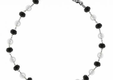 Βραχιόλι Αλυσίδα Ροζάριο Από Ανοξείδωτο Ατσάλι Με Μαργαριτάρια TA22519 16cm - AMOR AMOR - 