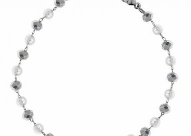 Βραχιόλι Αλυσίδα Ροζάριο Από Ανοξείδωτο Ατσάλι Με Μαργαριτάρια TA22521 15cm - AMOR AMOR - 