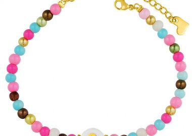 Βραχιόλι Από Ανοξείδωτο Ατσάλι Επιχρυσωμένο Με Χάντρες Και Μονόγραμμα AA29537 - AMOR AMOR - 