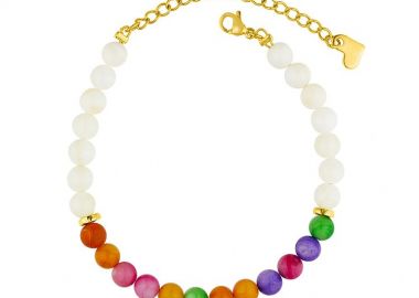 Βραχιόλι Από Ανοξείδωτο Ατσάλι Επιχρυσωμένο Με Κοχύλια Και Φίλντισι AA29456 - AMOR AMOR - 