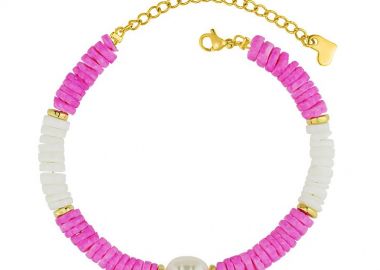 Βραχιόλι Από Ανοξείδωτο Ατσάλι Επιχρυσωμένο Με Κοχύλια Και Μαργαριτάρι AA29433 - AMOR AMOR - 