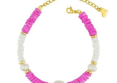 Βραχιόλι Από Ανοξείδωτο Ατσάλι Επιχρυσωμένο Με Κοχύλια Και Μαργαριτάρια AA29496 - AMOR AMOR - 