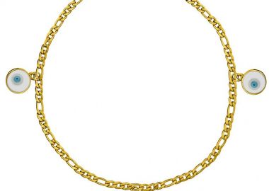 Βραχιόλι Από Ανοξείδωτο Ατσάλι Επιχρυσωμένο Με Ματάκι AA29056 22cm - AMOR AMOR - 